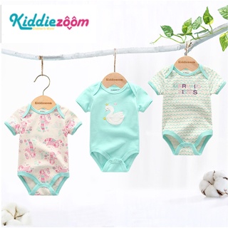 Kiddiezoom   เขียวอ่อน หงส์น้อย ชุดสามชิ้น jumpsuit ระบายอากาศได้ สาว ผ้าฝ้ายแท้ ทารกแรกเกิด สูท ที่รัก เด็กผู้ชาย  romper   แขนสั้น   แฟชั่น