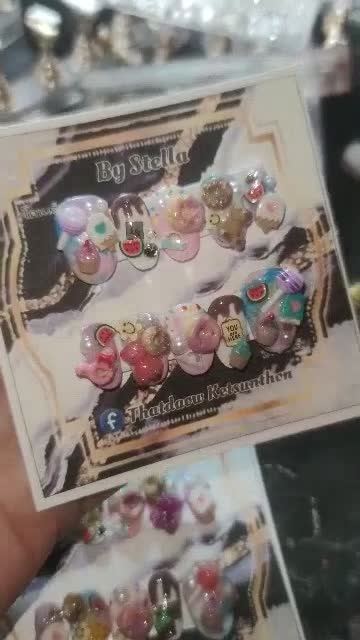 เล็บปลอมสำเร็จรูปงานสีเจล-ลายขนม