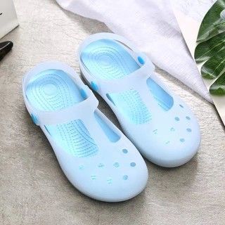 รองเท้ารูรองเท้าหลุม✑Sandal Hole Shoes Female Jelly Baotou Wedge Garden Beach Flat Non-slip Seaside Vacation Platform C