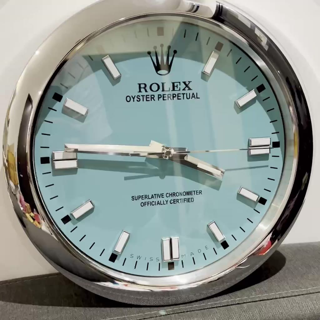 พรีเมียม-นาฬิกาแขวนผนังrolex-op-ฟ้าขนสด34cmหนา5cm-วัสดุพรีเมียม
