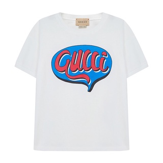 ░※•♂☀ Gucci เสื้อยืดแขนสั้น ผ้าฝ้าย พิมพ์ลาย Gucci สีขาว 547865 Xjdks
