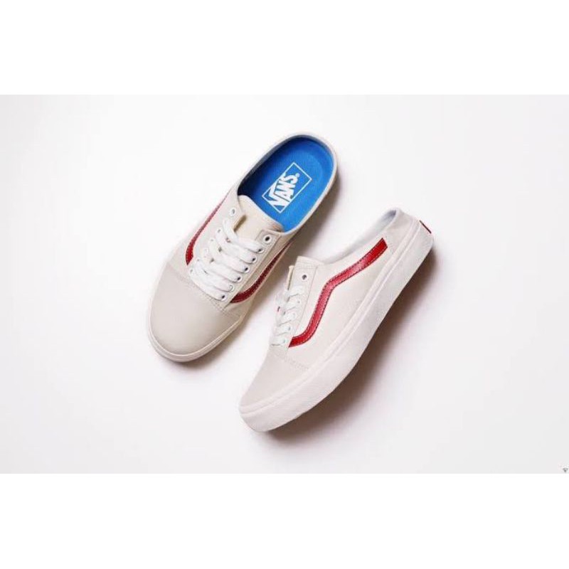 Vans old skool mule white red hot sale