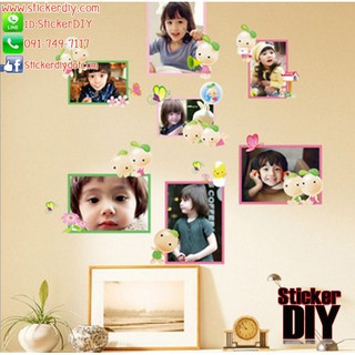 SALE! Wall Sticker สติ๊กเกอร์แต่งผนัง กรอบรูปตุ๊กตาคู่ (กว้าง60cm.xสูง65cm.)