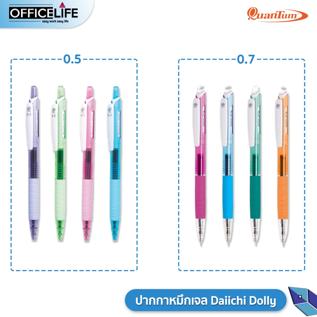 ภาพหน้าปกสินค้าปากกาหมึกเจล หมึกสีน้ำเงิน Daiichi Dolly 0.5มม.และ 0.7มม. Quantum Quick Dry Gel  (1ด้าม)