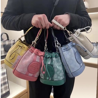 Outlet ส่วนลด🌈 Coach C8322 Cempsey กระเป๋าสะพายผู้หญิง กระเป๋าถือ กระเป๋าถัง ขนาดที่เล็ก วัสดุผ้าใบ