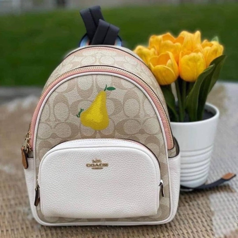 Coach Mini Court Backpack Pebble Leather w Radish Shopee Thailand