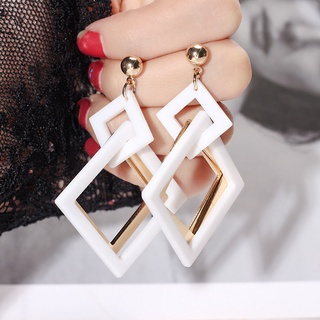 Retro exaggerated acrylic earrings Korean geometric diamond long earrings temperament all-match earrings women for girls