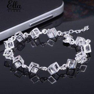 ภาพหน้าปกสินค้ากำไลข้อมือสตรี Silver Plated Cube ประดับกำไลข้อมือ Rhinestone ซึ่งคุณอาจชอบราคาและรีวิวของสินค้านี้