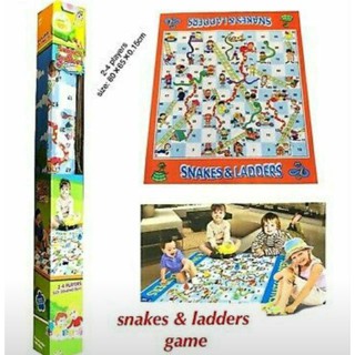 เกมส์บันไดงู กระดานผ้าชุดใหญ่ Giant Snakes &amp; Ladders Game ขนาด 80x65 CM พร้อมตัวกดลูกเต๋า ผู้เล่น 2-4 คน