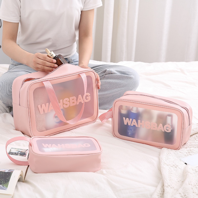 พร้อมส่ง-กันน้ำกระเป๋าแต่งหน้า-กระเป๋าเครื่องสําอาง-pvc-กระเป๋าเก็บของ-กระเป๋าถือ
