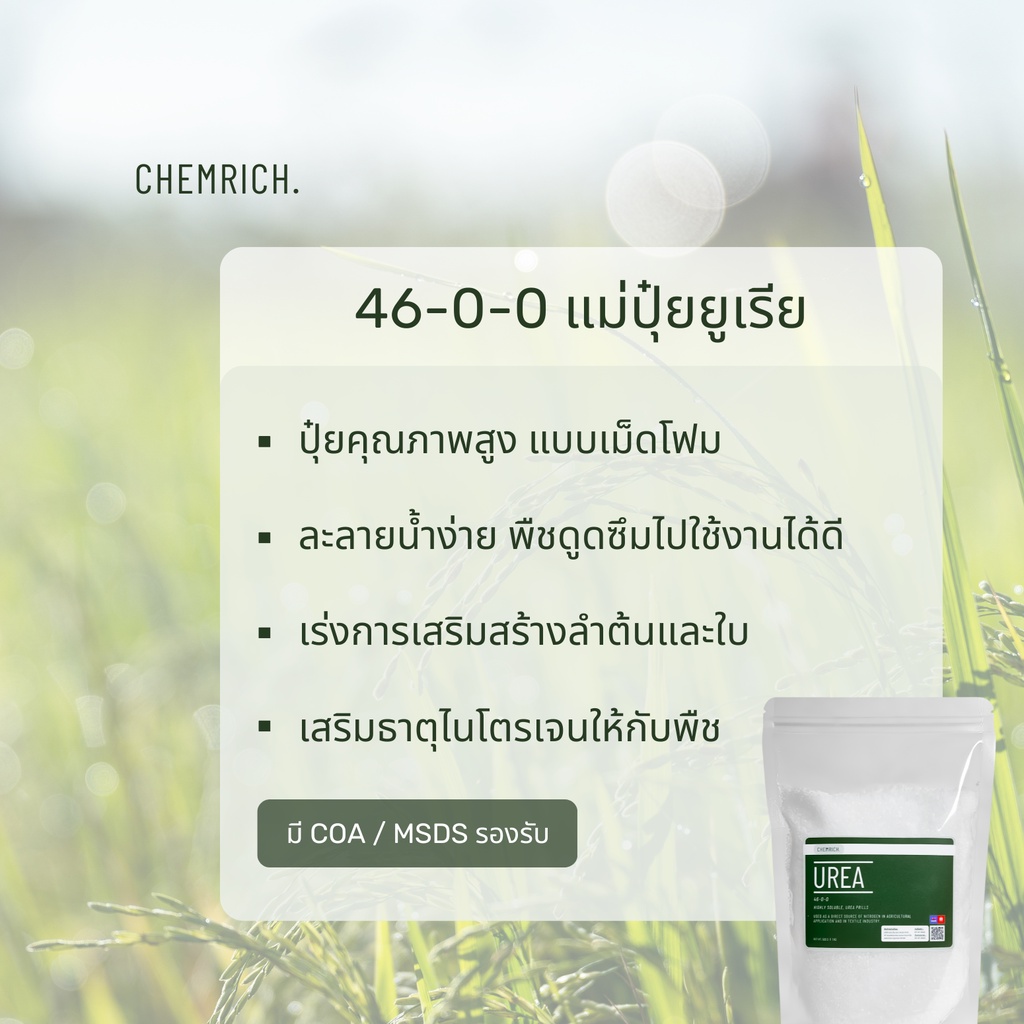 500g-1kg-ปุ๋ยยูเรีย-46-0-0-แม่ปุ๋ยไนโตรเจน-ยูเรีย-urea-46-0-0-chemrich