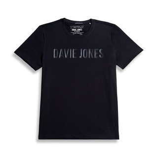 [GWP not for sale] DAVIE JONES เสื้อยืดพิมพ์ลายโลโก้ สีดำ Logo Print T-Shirt in white LG0031BK