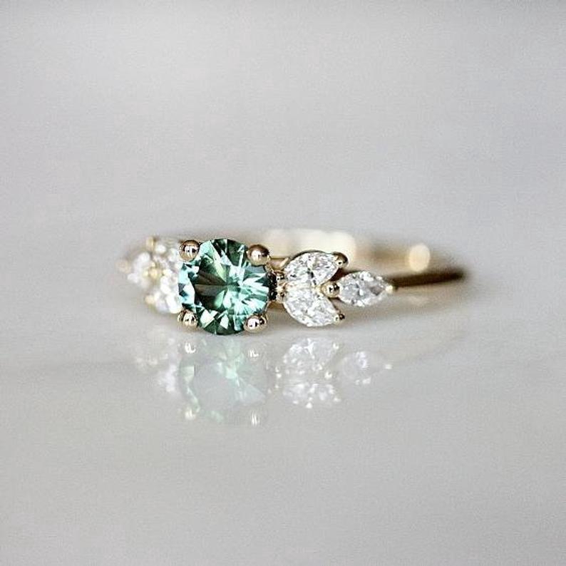 สร้อยข้อมือแหวนเพชรเพทายแหวนหมั้นแต่งงานขนาดเล็กแฟชั่นใหม่-emerald-220