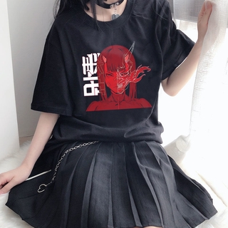 ฤดูร้อนหญิง Tee ความงามหลวมผู้หญิงเสื้อยืด Punk Anime Streetwear สุภาพสตรี gothic Top เสื้อยืด Harajuku เสื้อผ้า y2k