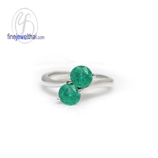 Finejewelthai-แหวนมรกต-มรกต-แหวนเงินแท้-แหวนพลอย-พลอยประจำเดือนเกิด-R1045em (เลือกสีตัวเรือนได้)
