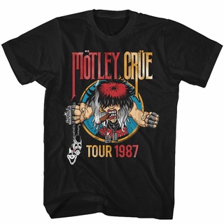 เสื้อผ้าผชเสื้อยืด ลาย Motley Crue Tour 1987 สีดํา สําหรับผู้ใหญ่S-5XL