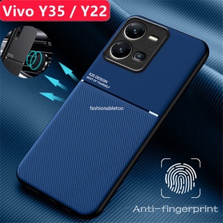 Casing For Vivo Y35 Y22 s Y22s Y 35 Y 22s Car Bracket Holder Matte Phone Case TPU Silicone Bumper Shockproof Back Cover