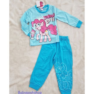 Disney : ชุดนอนแขนยาว ขายาว สกรีนลายม้าโพนี่ สีฟ้า size 1-3y