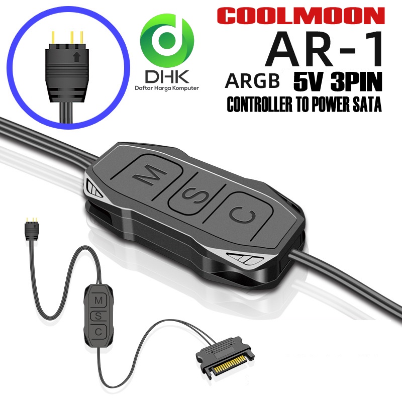 COOLMOON ARGB controller 5V 3 pin POWER SATA mini RGB controller AR-1 ...
