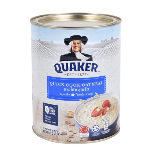 tha-shop-800-ก-x-2-quaker-oat-meal-เควกเกอร์-oat-ข้าวโอ๊ตปรุงสำเร็จ-ข้าวโอ๊ตสุกเร็ว-ธัญพืช-ข้าวโอ็ต-กระป๋อง-อาหารเช้า