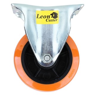 ลูกล้อโพลียูรีเทน LEON แป้นตาย สีส้ม 4 นิ้ว ลูกล้อ อะไหล่เฟอร์นิเจอร์ เฟอร์นิเจอร์และของแต่งบ้าน PLATE FIX POLYURETHANE