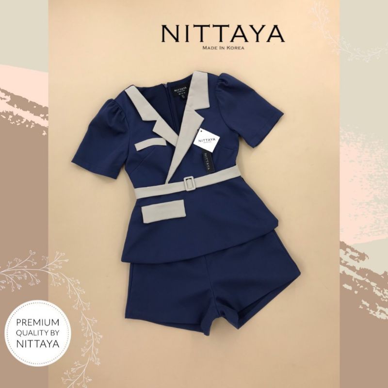 nittaya-set-เสื้อทูโทนคอปก-กางเกงขาสั้น