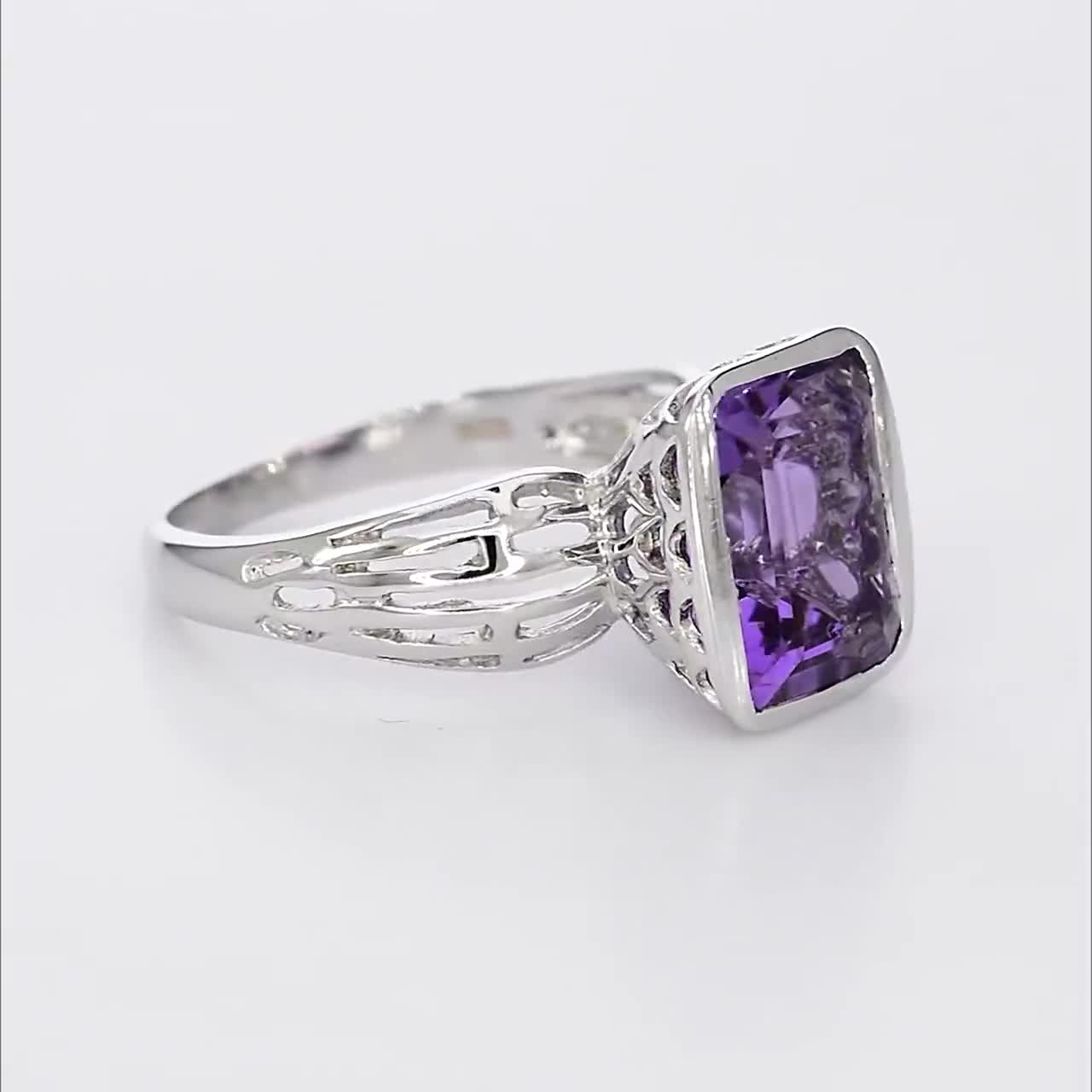 แหวนพลอยอเมทิตสต์-เงินแท้-92-5-ชุบโรเดียม-ring-amethyst-silver-92-5-rhodium-plating