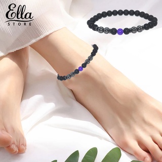 Ellastore123 สร้อยข้อเท้าโซ่แม่เหล็ก ทนทาน สีดําวาว บรรเทาความเมื่อยล้า สําหรับของขวัญ