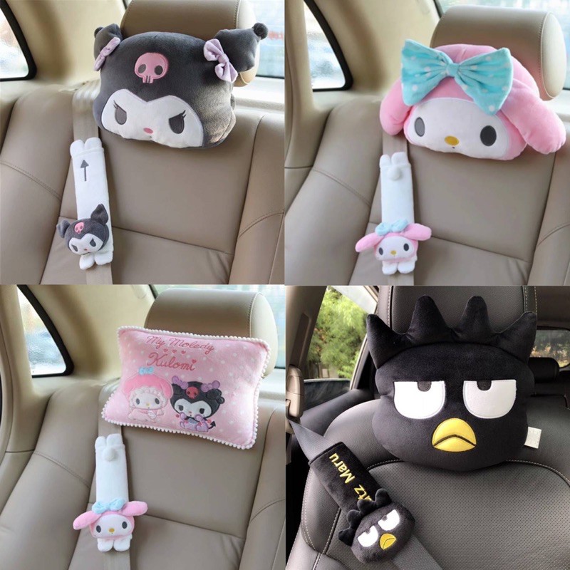 ราคาและรีวิวหมอนรองคอในรถและที่หุ้มเบลท์ sanrio mymelody , kuromi, badbadz