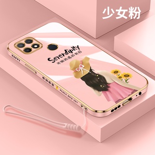 เคสโทรศัพท์มือถือ ขอบตรง กันลื่น กันเปื้อน พร้อมสายคล้อง สําหรับ oppo a3s a5 a12e a15 a15s a35 a92s a95 a93s a83