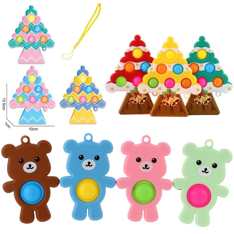 Cartoon Christmas Tree Fidget Popit Toys Simple Dimple Squeeze Toys ...