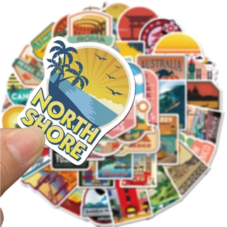 ROMA Phuket Travel City paris Japan พร้อมส่ง sticker สติกเกอร์กันน้ำรูปแบบที่แตกต่างกัน, 50 ชิ้น