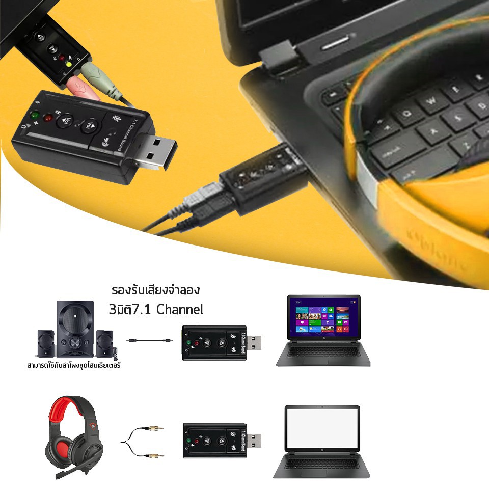 ภาพหน้าปกสินค้าการ์ดเสียง USB 2.0 ซาวด์การ์ด Audio 3D Sound Virtual 7.1 Channel Card Adapter อะแดปเตอร์เสียง จากร้าน easybuy_mall บน Shopee