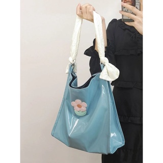 💥Hot sale🎊👜Patent leather flower shoulder bag 2022 womens bag large capacity student tote bag