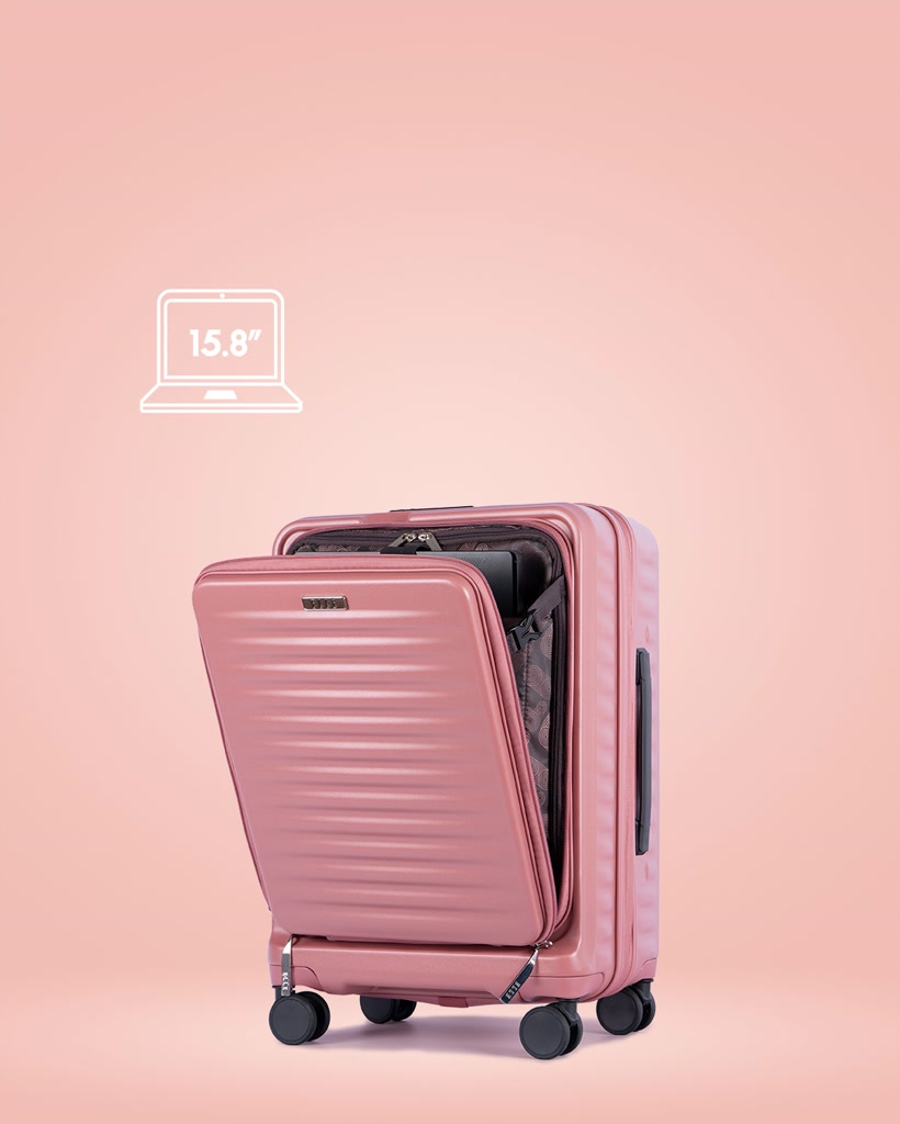 elle-travel-ripple-collection-20-carry-on-luggage-100-polycarbonate-zipper-front-opening-with-computer-compartment