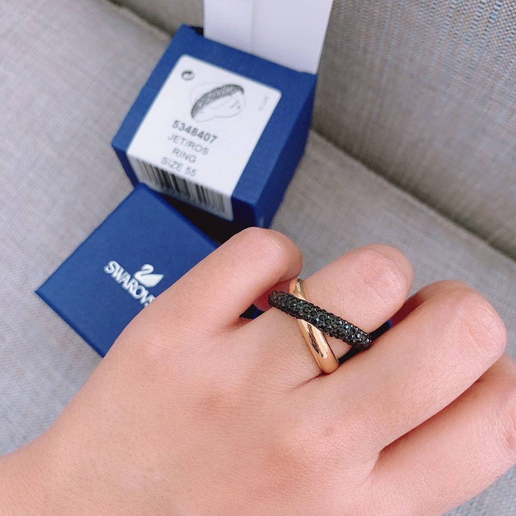 Swarovski 100 Crystaldust Cross Ring Swarovski Infinity Ring White Rhodium plated Shopee Thailand
