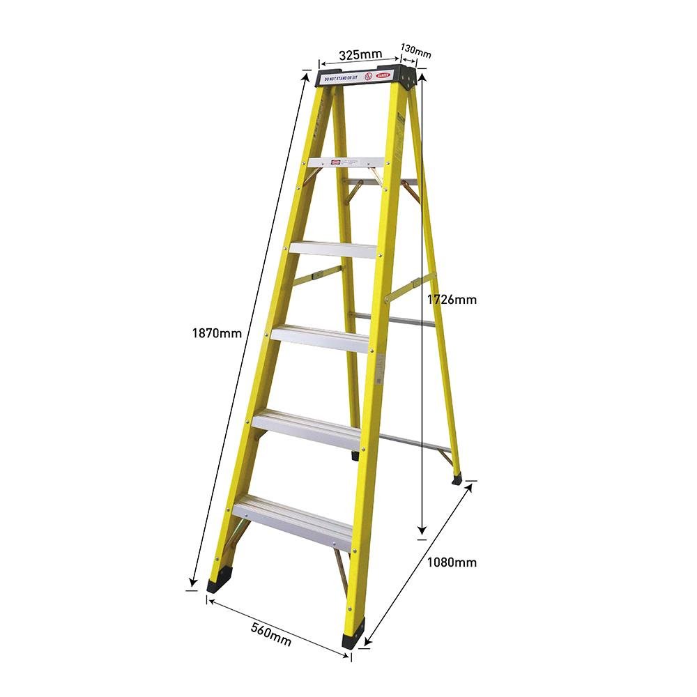 บันไดไฟเบอร์กลาส-lite-fg305-6-ฟุต-สีดำ-เหลือง-บันไดทรงa-fiberglass-ladder-lite-fg305-6ft-black-yellow