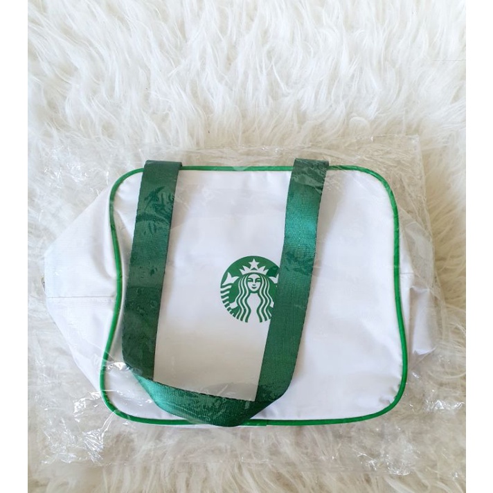 starbuck-ไม่มีขายในไทย-กระเป๋า-cooling-bag-mini-สีขาว-กระเป๋าเก็บความเย็น