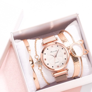 ชุดนาฬิกาข้อมือควอตซ์ ลําลอง พร้อมสร้อยข้อมือ เหมาะกับของขวัญ สําหรับผู้หญิง และแฟนสาว