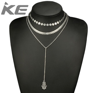 Accessories Geometric cutout tassel multi-necklace Metal disc three-necklace for girls for wom