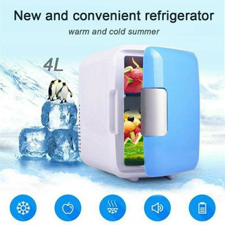 ใหม่! Dual-use Mini Fridge ตู้เย็นเล็ก ตู้เย็นมินิ แบบพกพา รุ่น 4L (ไฟรถ) - สีฟ้า/ขาว/ชมพู ตู้เย้นในรถ