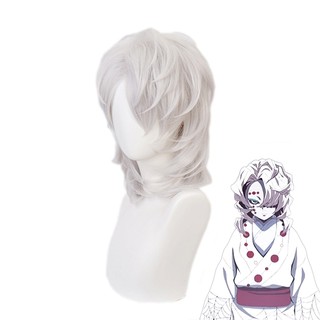 [Fantasy Dragon Store] Anime Demon Slayer Kimetsu no Yaiba Ayaki Rui Spider Silver Gray Wig Demon Slayer Wig Cosplay Cos