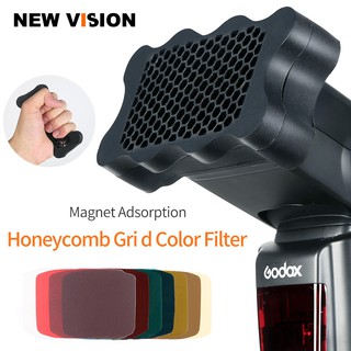 Seven Color Gels Filters + Speedlite Flash Rubber Honeycomb Grid Accessories Kit