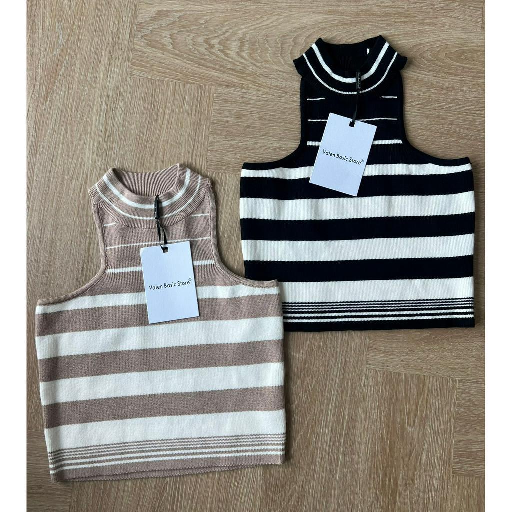 best2buy-stripe-tank-top-เสื้อกล้ามไหมพรมทอลายทาง-แขนกุดเว้า-ลายเส้นสวย-ดูแพง-เนื้อผ้านิ่ม-ไม่บางไม่หนาไป-แมทช์ง่าย-ปัง