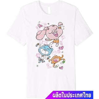 เสื้อยืดผู้ชายและผู้หญิง CN The Amazing World Of Gumball Group Shot Sketch Premium T-Shirt The Amazing World of Gumball