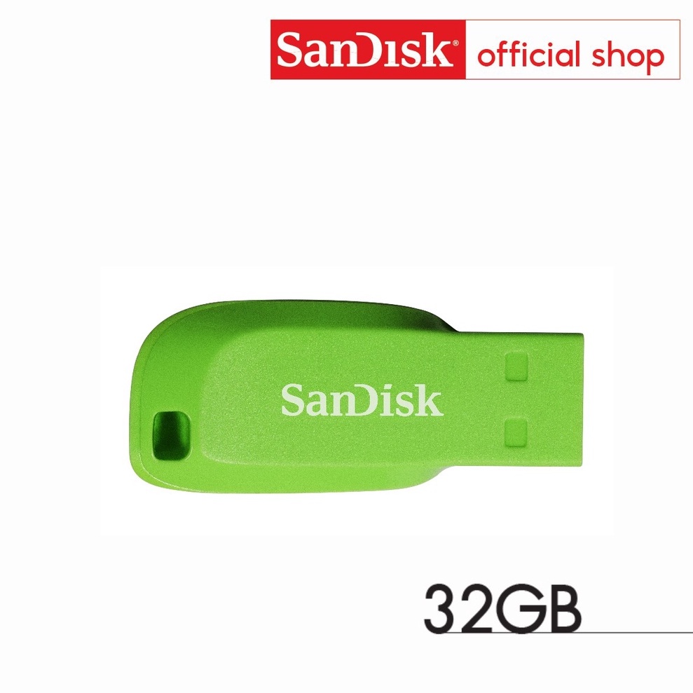ราคาและรีวิวSanDisk CRUZER BLADE USB แฟลชไดร์ฟ 32GB Green, USB2.0 (SDCZ50-032G-B35GE สีเขียว)