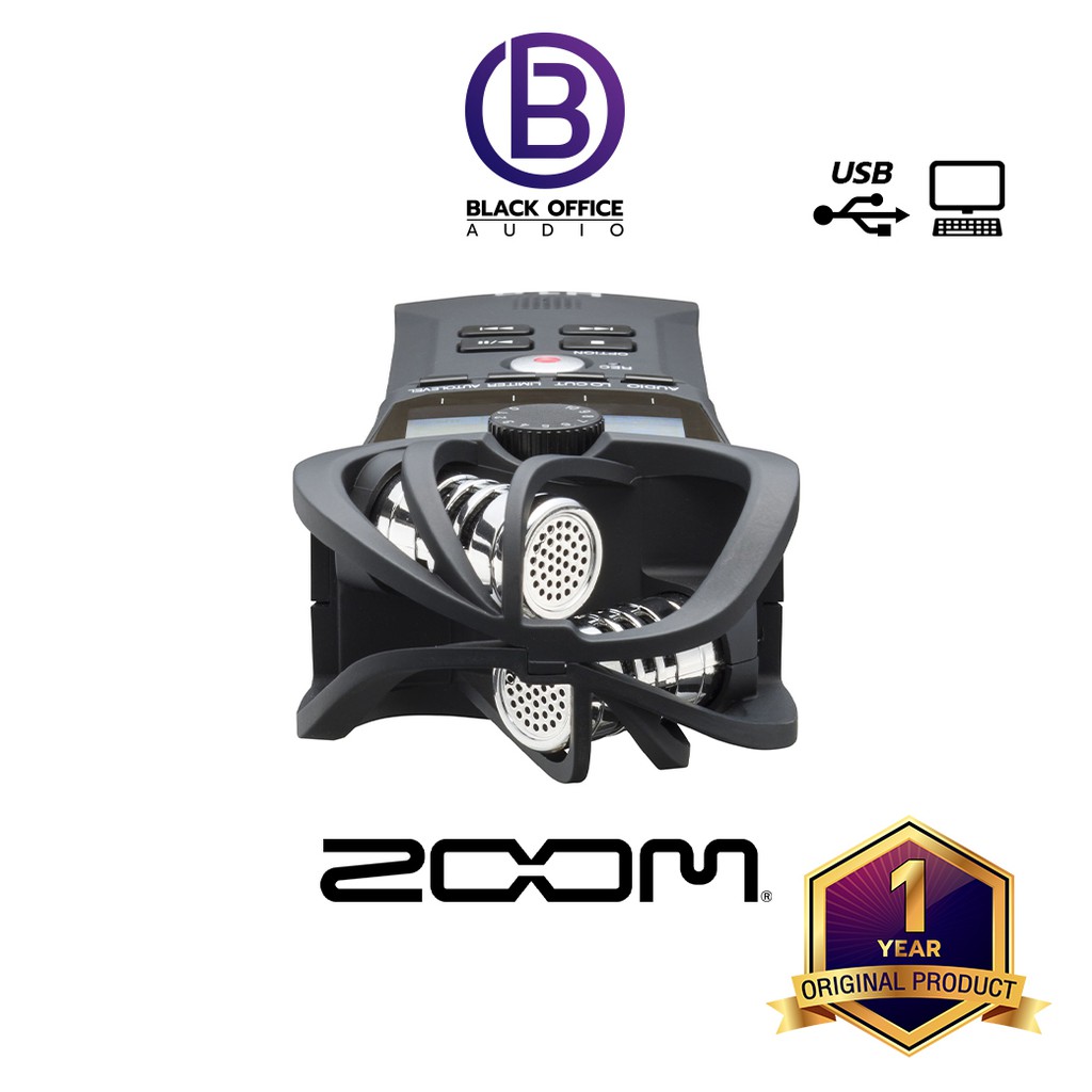 zoom-h1n-เครื่องบันทึกเสียงพกพา-อัดเสียง-ถ่ายทำวีดีโอ-ไมค์ติดกล้อง-usb-audio-interface-blackofficeaudio