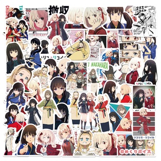 สติกเกอร์ไวนิล ลายอนิเมะ Lycoris Recoil Doodle กันน้ํา สําหรับตกแต่งขวดน้ํา แล็ปท็อป สมุดภาพ กระเป๋าเดินทาง สเก็ตบอร์ด 50 ชิ้น