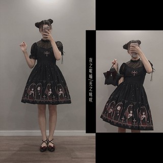 ภาพหน้าปกสินค้า🔥Hot sale~ พิมพ์ Aria of Light แบบเต็มย่อหน้า | Night\'s Whisper Sling Lolita Gothic Dress Lolita Sling Dress ที่เกี่ยวข้อง
