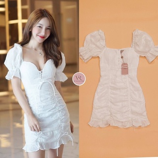 Dress แขนพองแต่งสม็อคระบายปลายแขน 🌷🧸VR Signature​ by VORA 🧸🌷